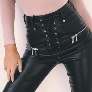 leather lace up pant